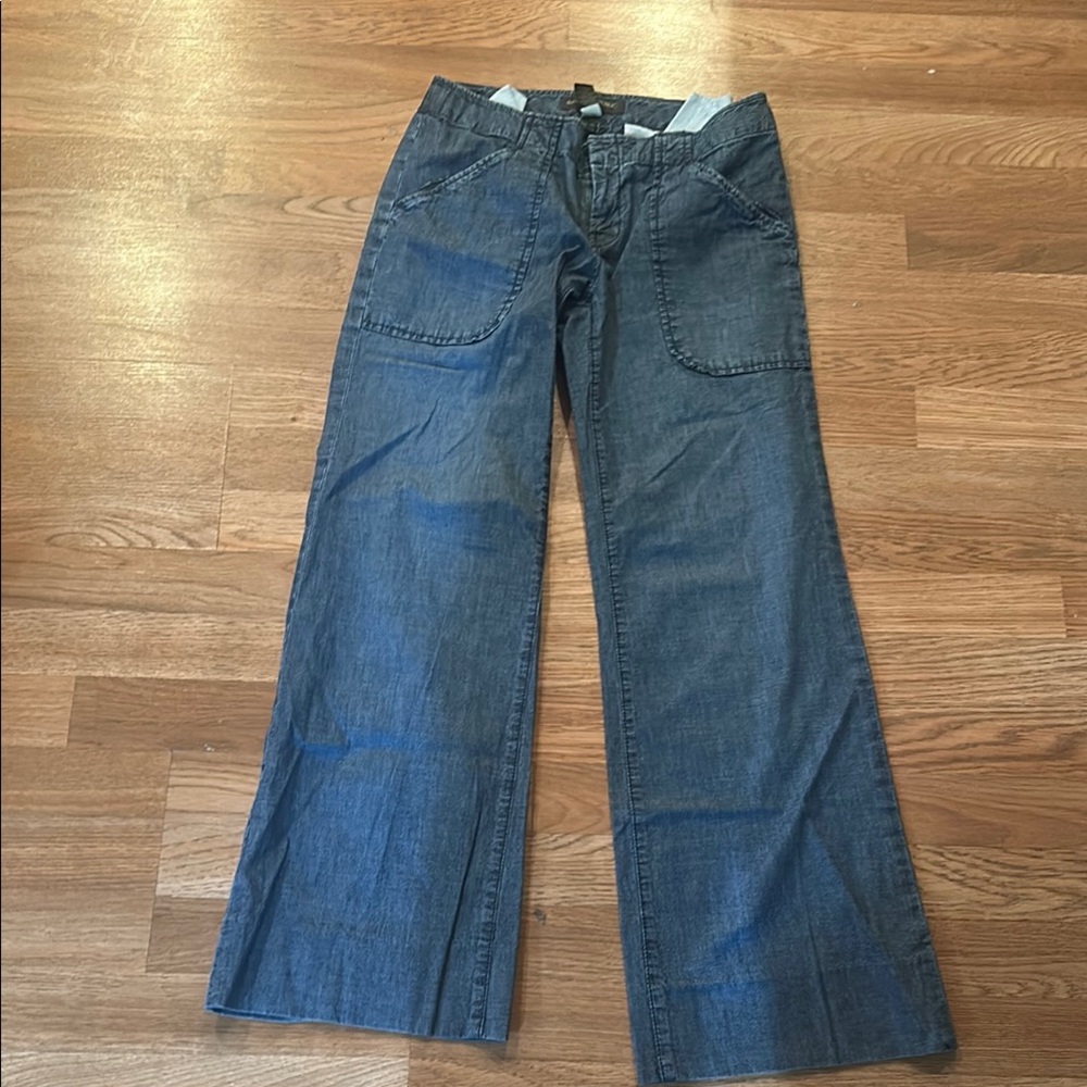 Blue Wide-Leg Denim Pants